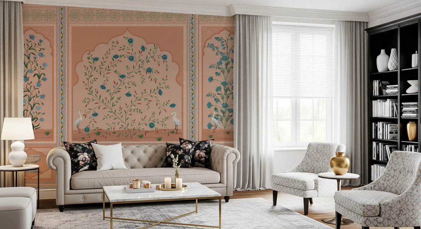 Serene Mughal Garden Panels Wall Mural