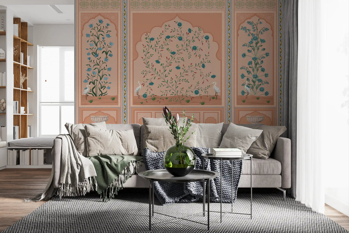 Serene Mughal Garden Panels Wall Mural