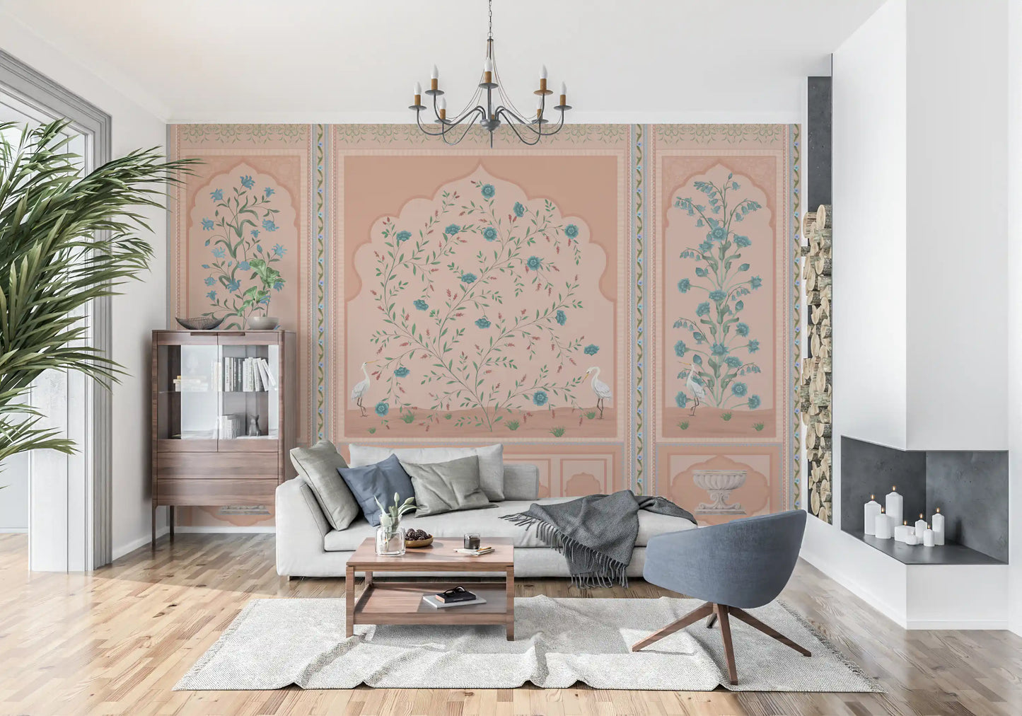 Serene Mughal Garden Panels Wall Mural