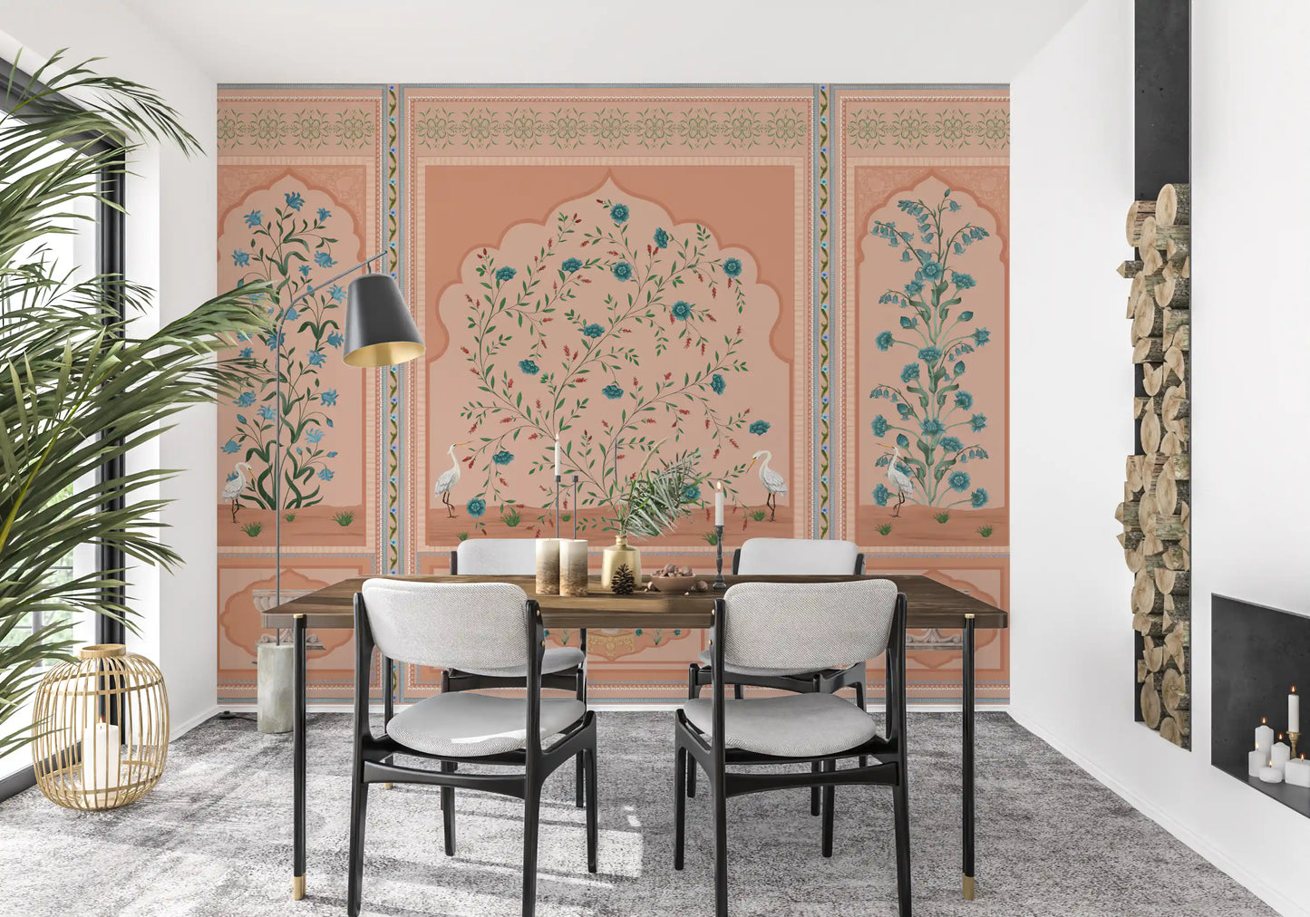 Serene Mughal Garden Panels Wall Mural