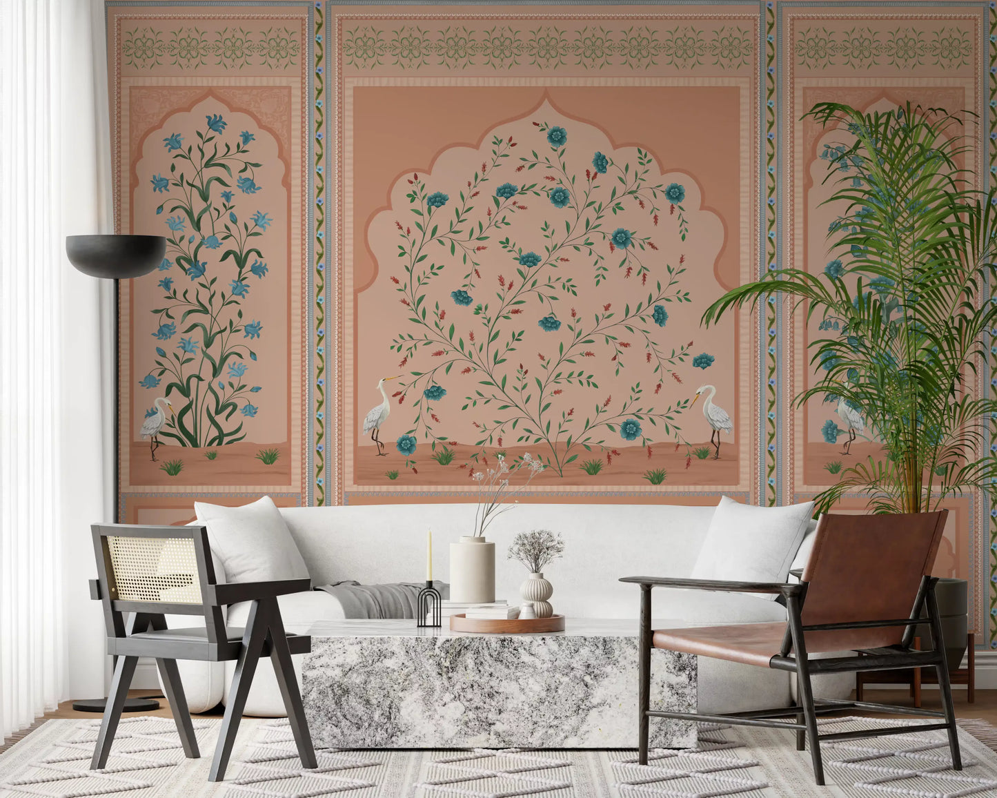Serene Mughal Garden Panels Wall Mural