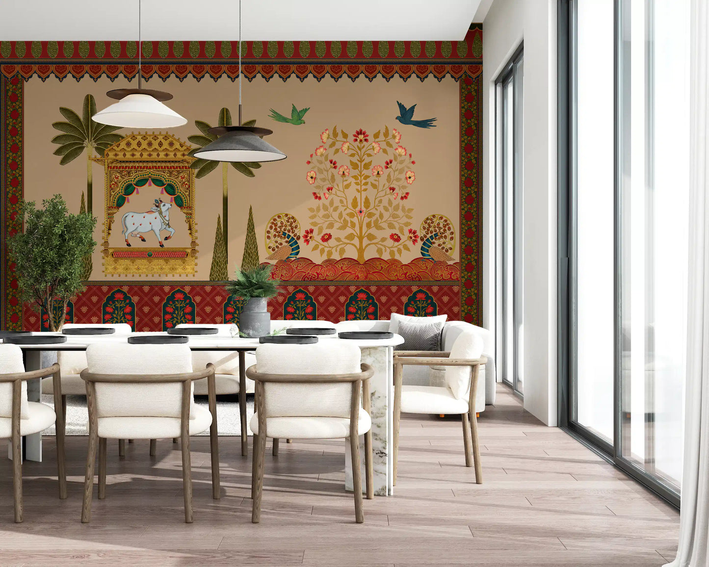 Mughal Garden & Sacred Cow Wall Mural