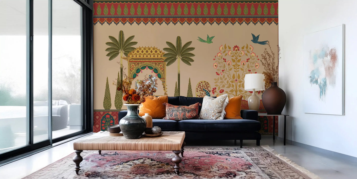 Mughal Garden & Sacred Cow Wall Mural
