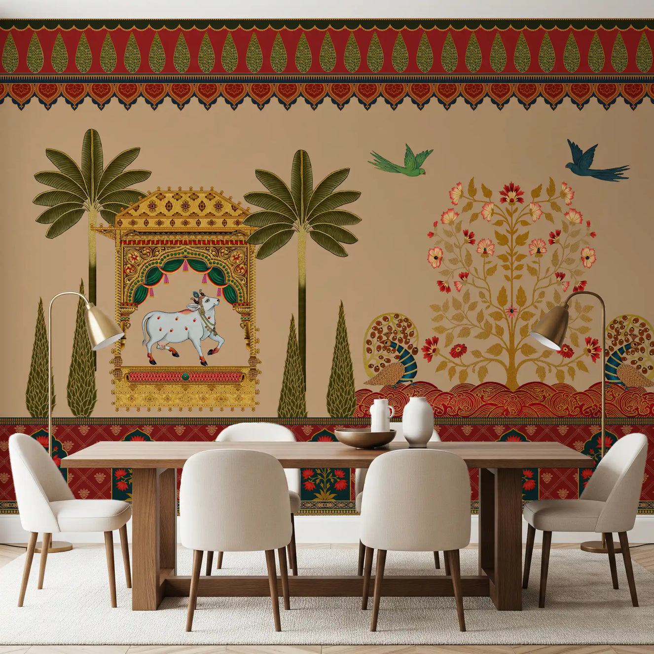 Mughal Garden & Sacred Cow Wall Mural