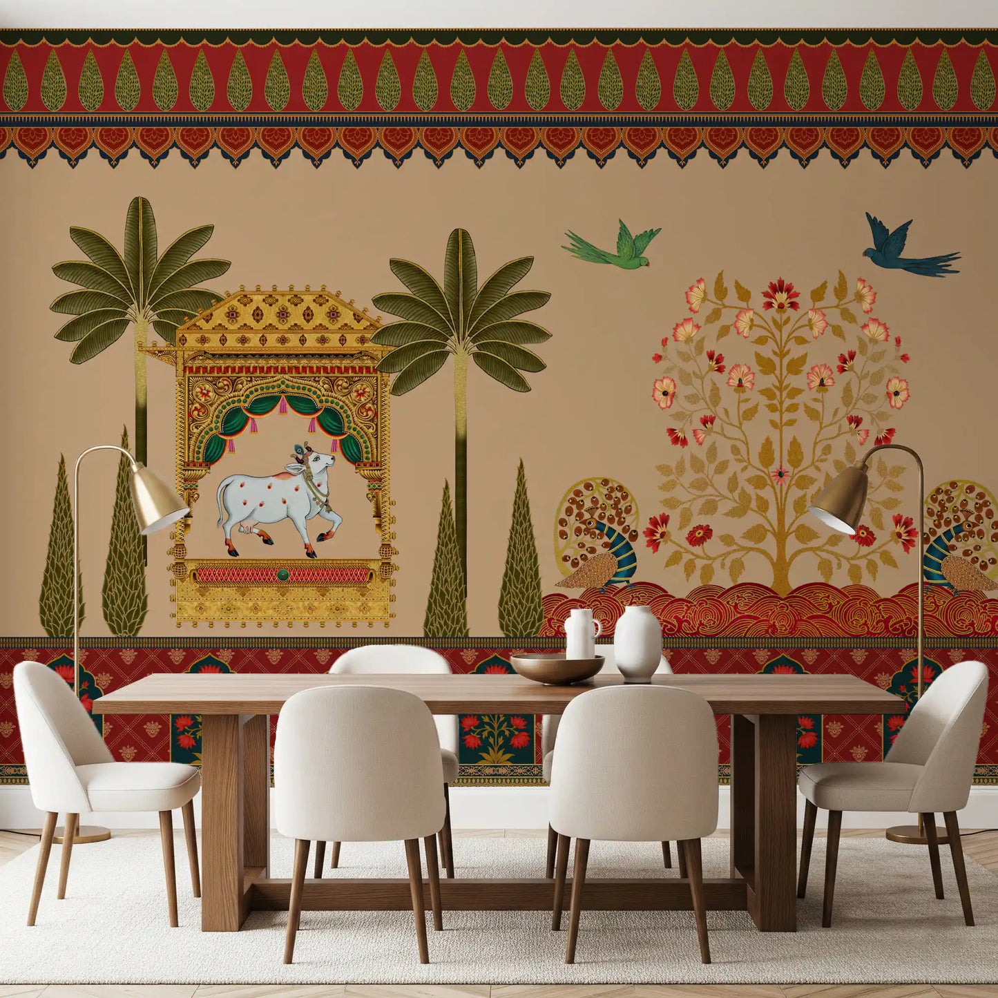 Mughal Garden & Sacred Cow Wall Mural
