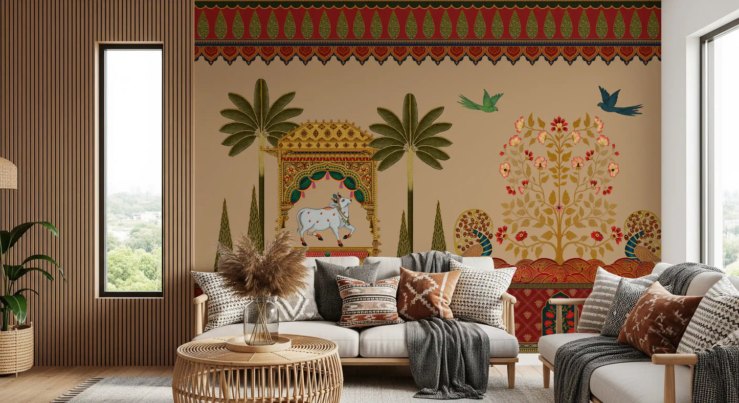 Mughal Garden & Sacred Cow Wall Mural