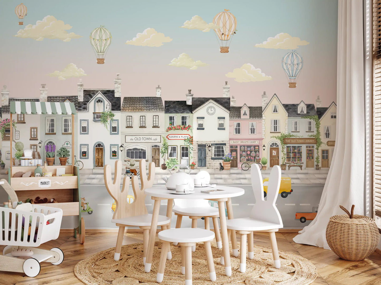Whimsical Town Adventures Wall Mural