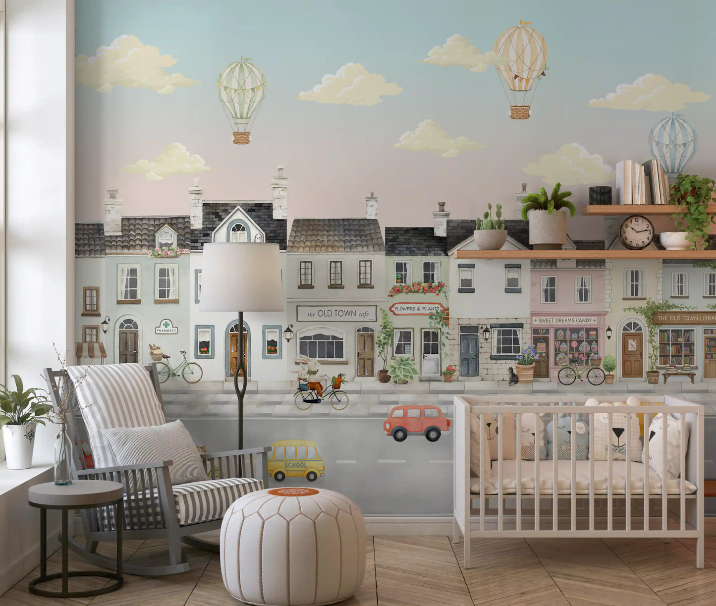 Whimsical Town Adventures Wall Mural