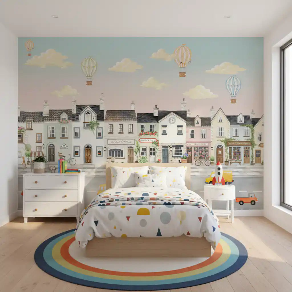 Whimsical Town Adventures Wall Mural
