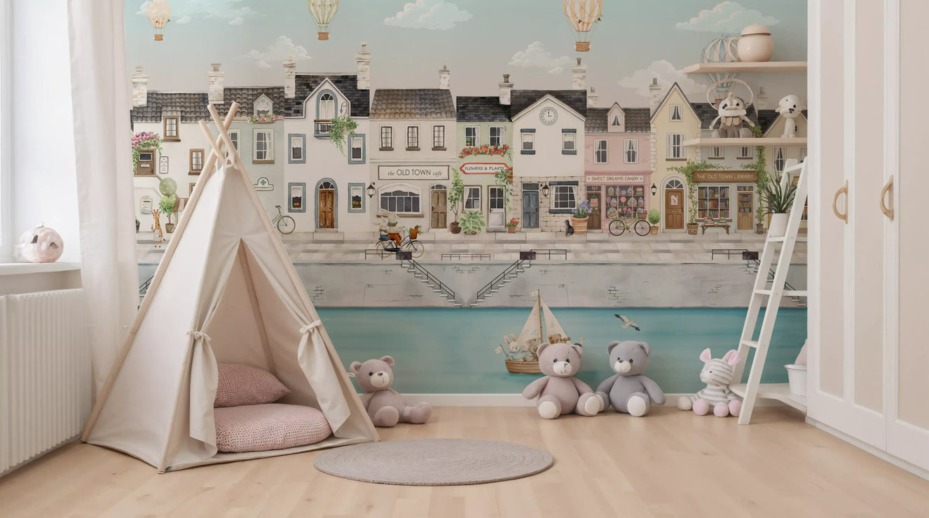 Quaint Canal Town Dreams Wall Mural