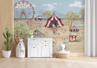 Kids Play area, the Whimsical Carnival Day wall mural keeps motifs gentle