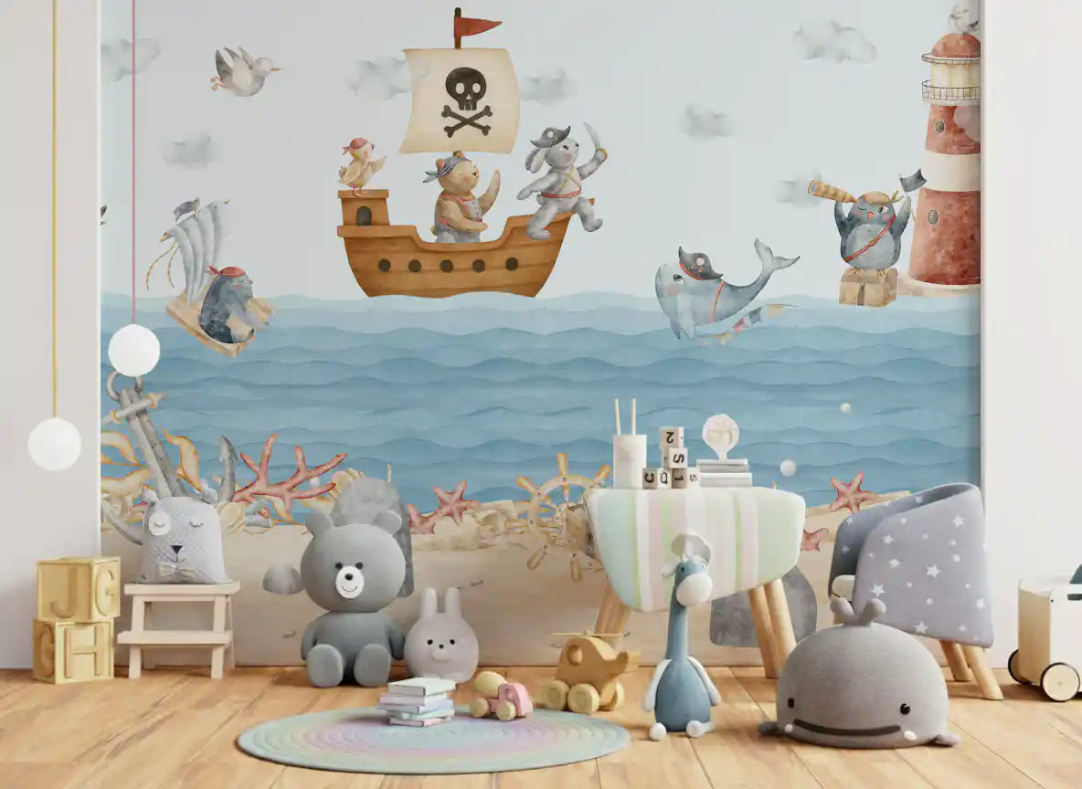 Nautical Friends Ahoy! Wall Mural