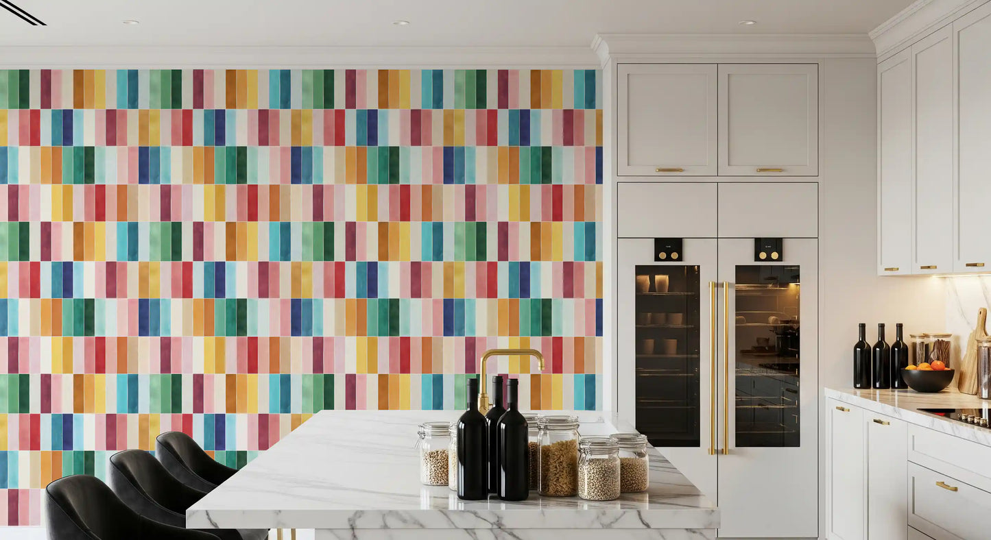 Gallery-style block rhythm running through this wallpaper