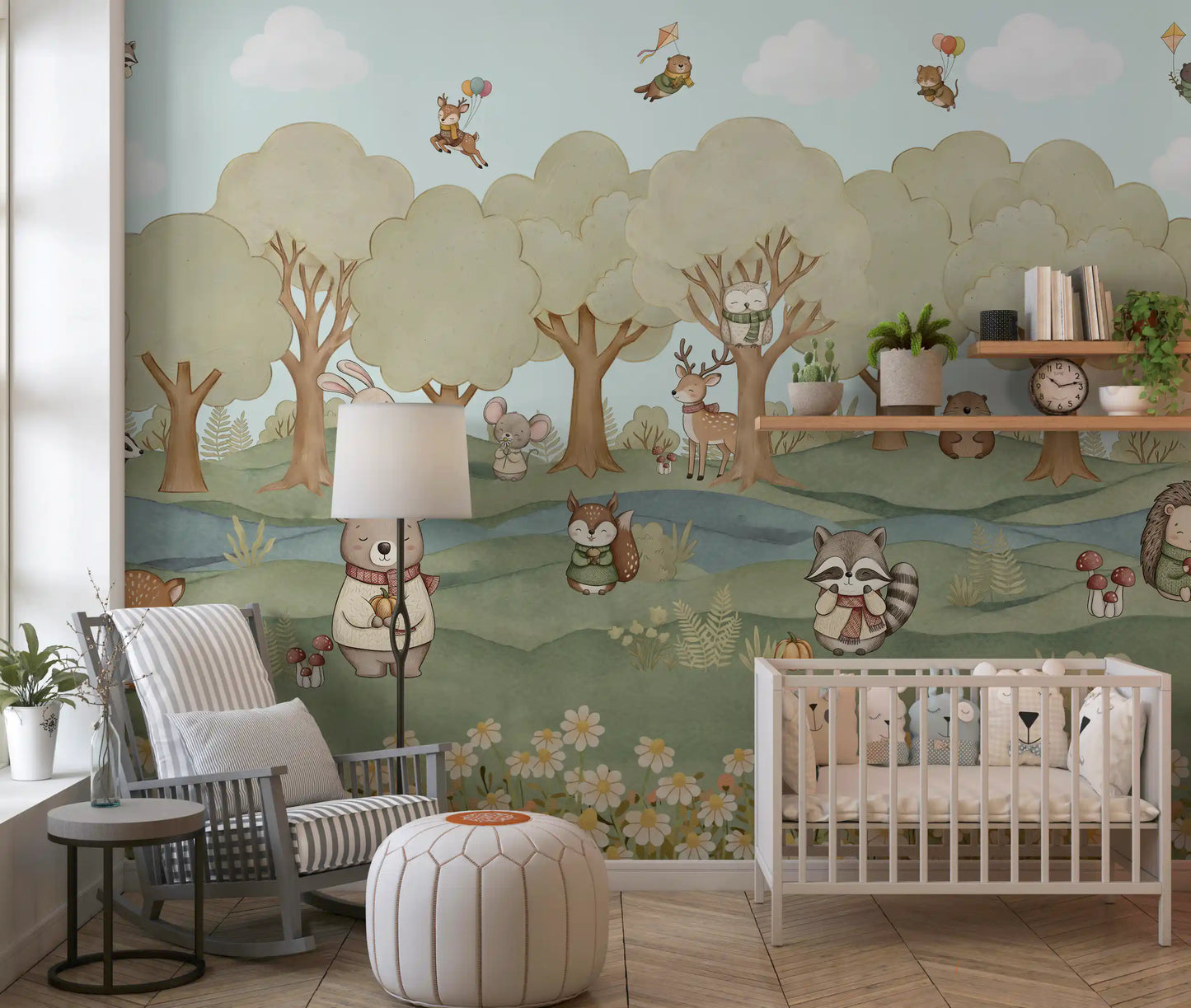 Whimsical Woodland Friends Wall Mural