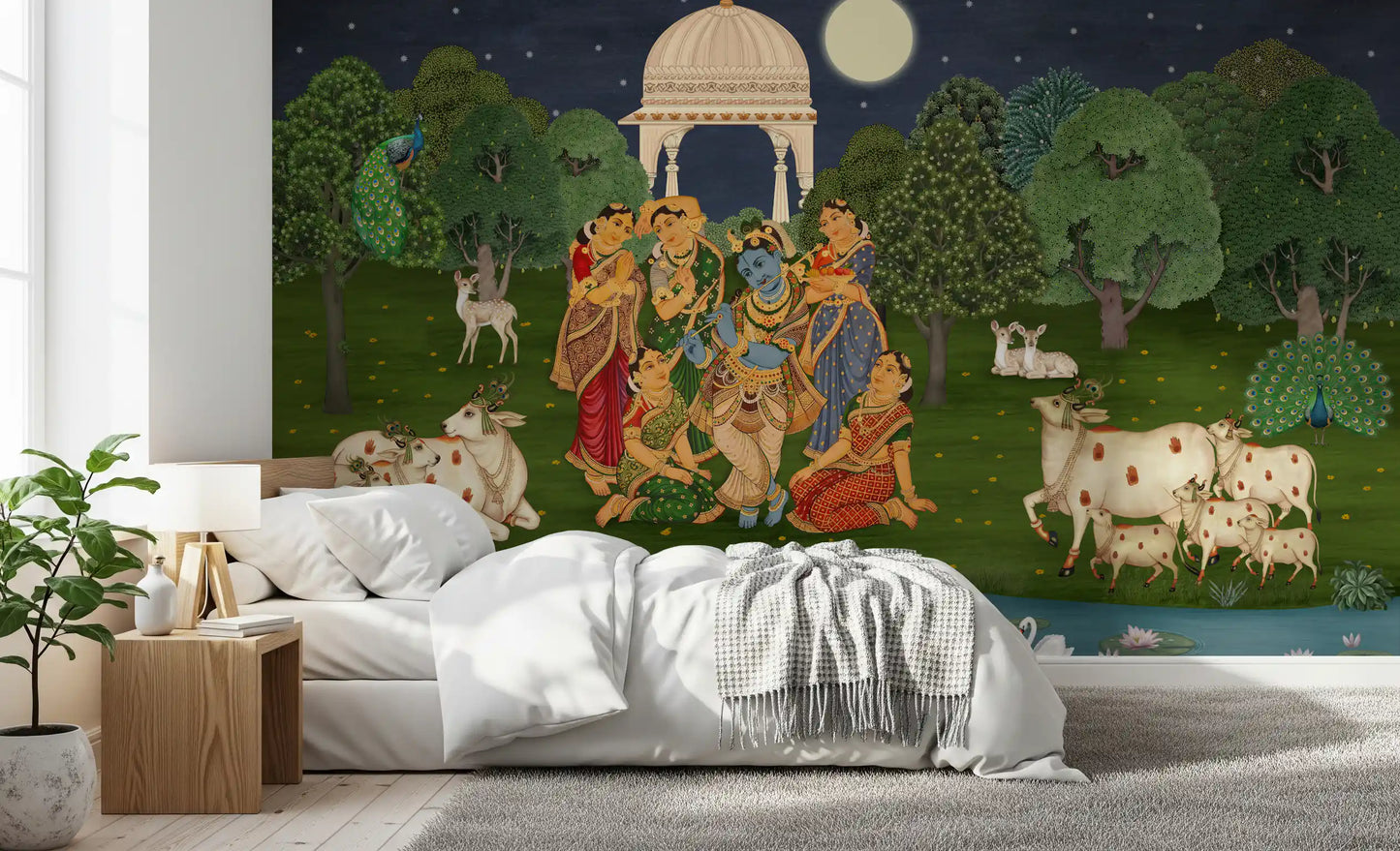 Divine Flute: Vrindavan Moonlight Wall Mural