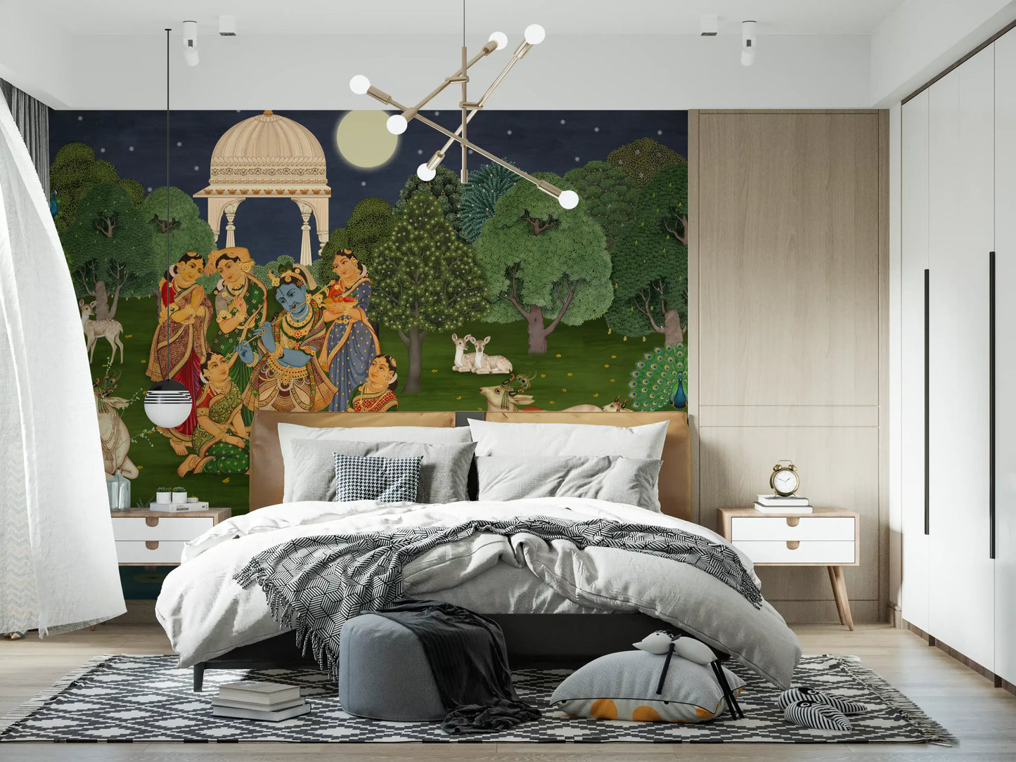 Divine Flute: Vrindavan Moonlight Wall Mural