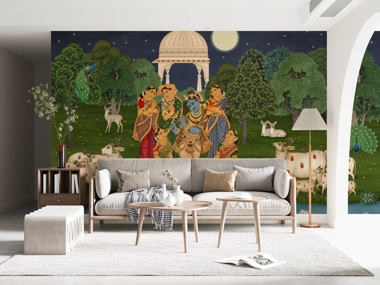 Divine Flute: Vrindavan Moonlight Wall Mural