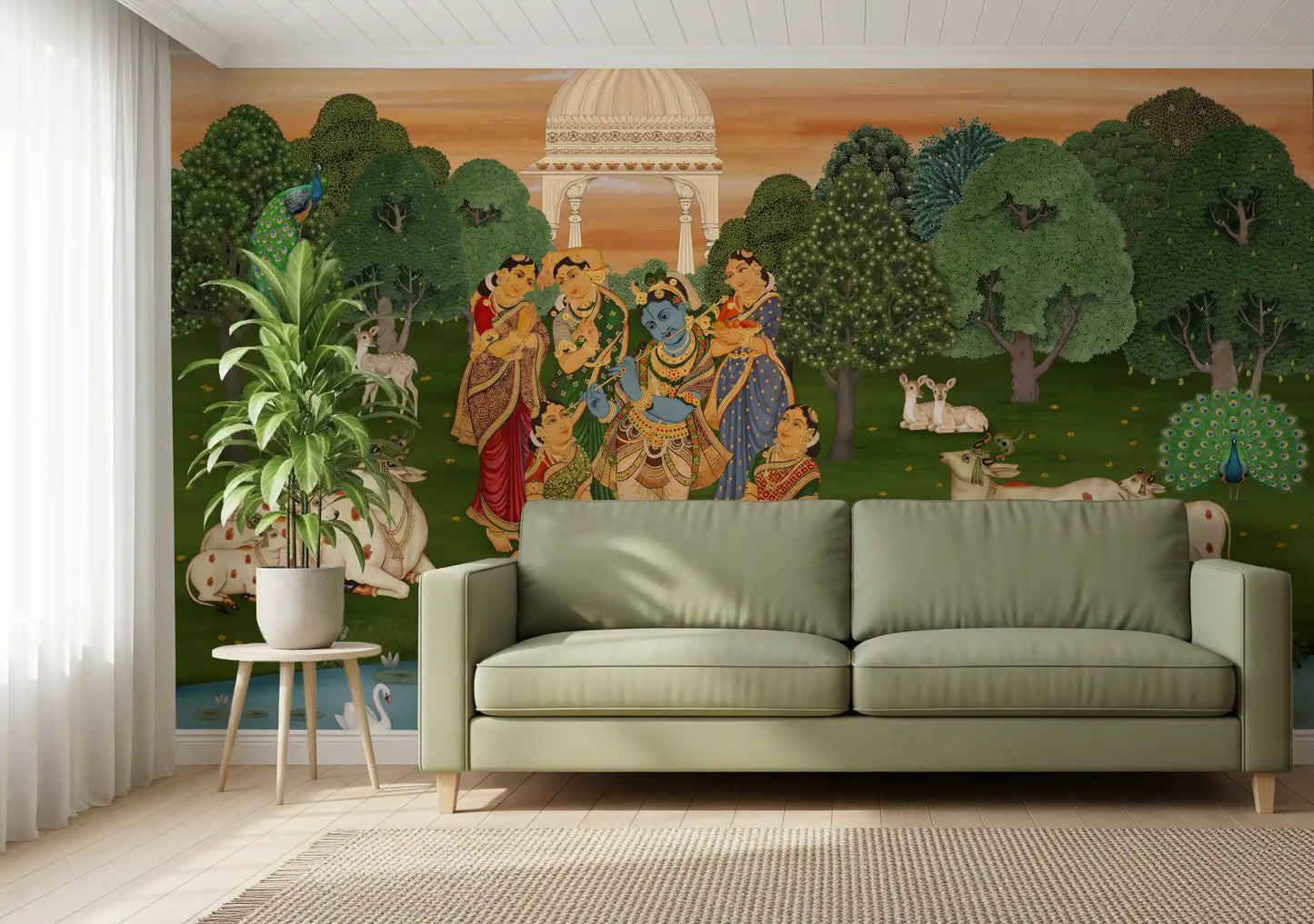 Vrindavan's Tranquil Melody Wall Mural