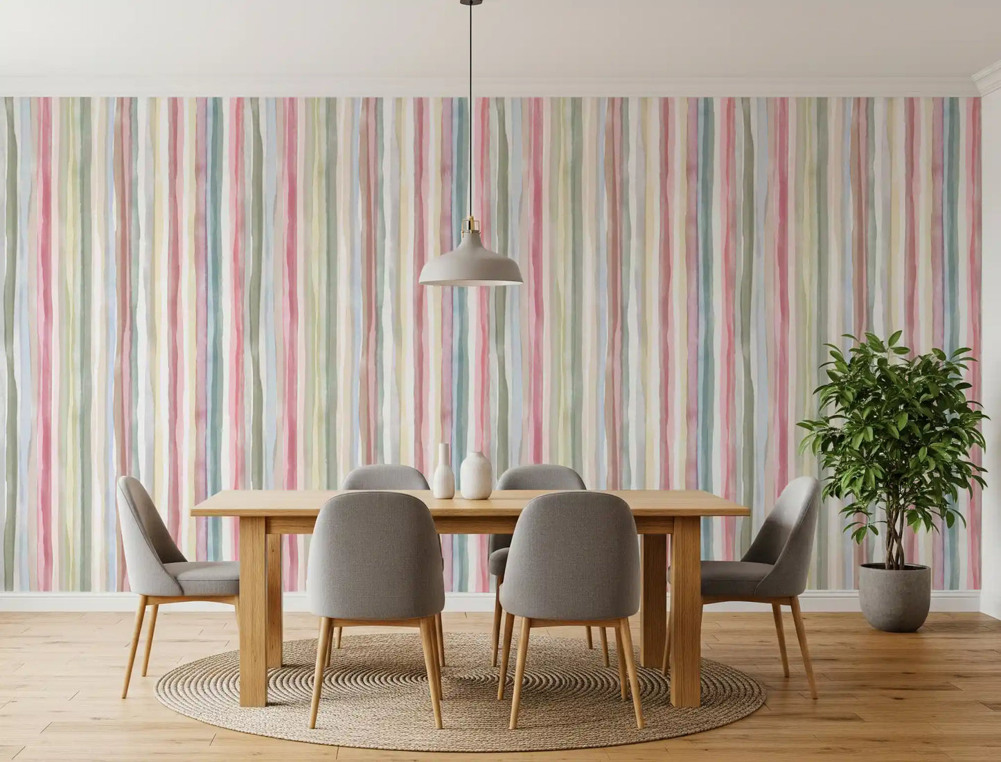 Watercolor Serenity Stripes Pastel Wallpaper⁠