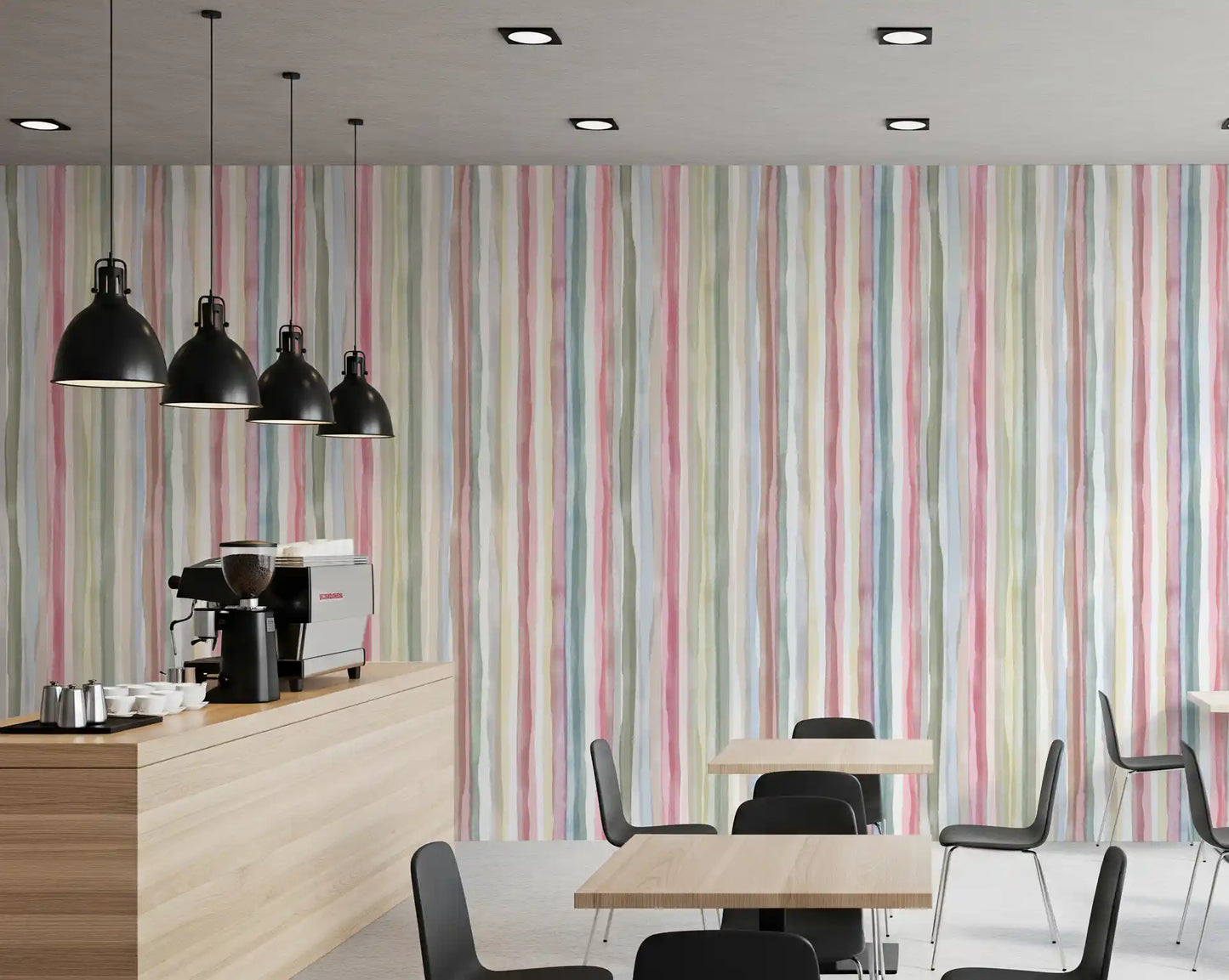 Watercolor Serenity Stripes Pastel Wallpaper⁠