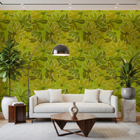 Oversized magnolia blooms outlined in white the Groovy Bloom wallpaper