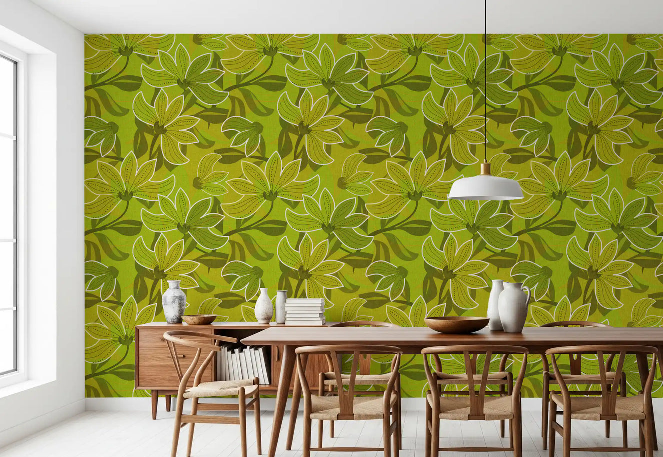 Groovy Green Bloom Wallpaper⁠