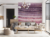 Ribbons of colour flow side to side, giving the Strata wall mural real movement.