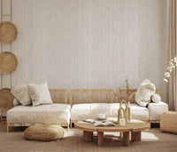 Warm tones meet Linen Serenity Wallpaper inside a quiet Living room 