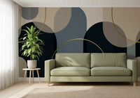 Entryway feature corner finished using the Gold Flow Arches wall mural