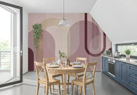 Kitchen area Golden Archway Serenity wall mural with rounded geometric arches