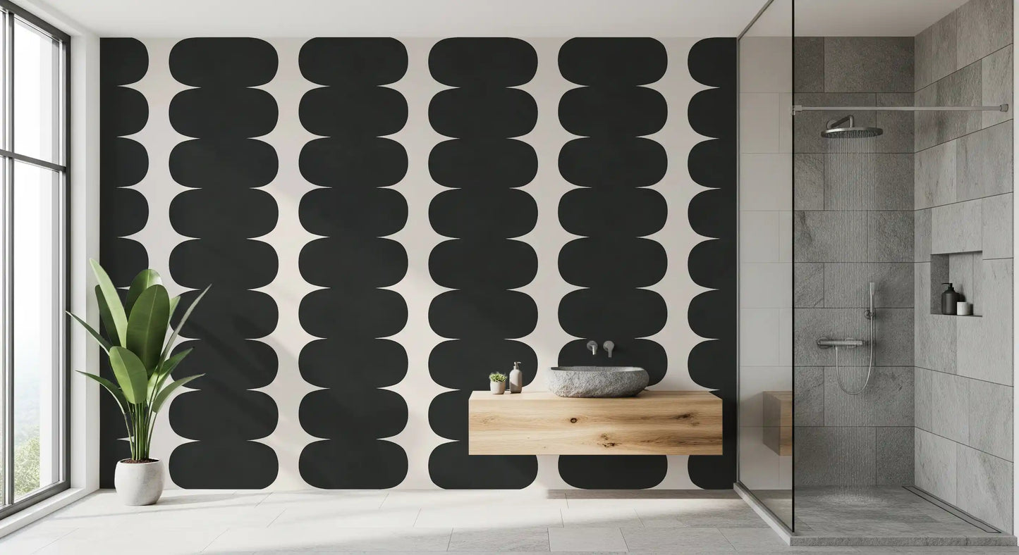 Minimalist Grey Wavy Columns Wall Mural