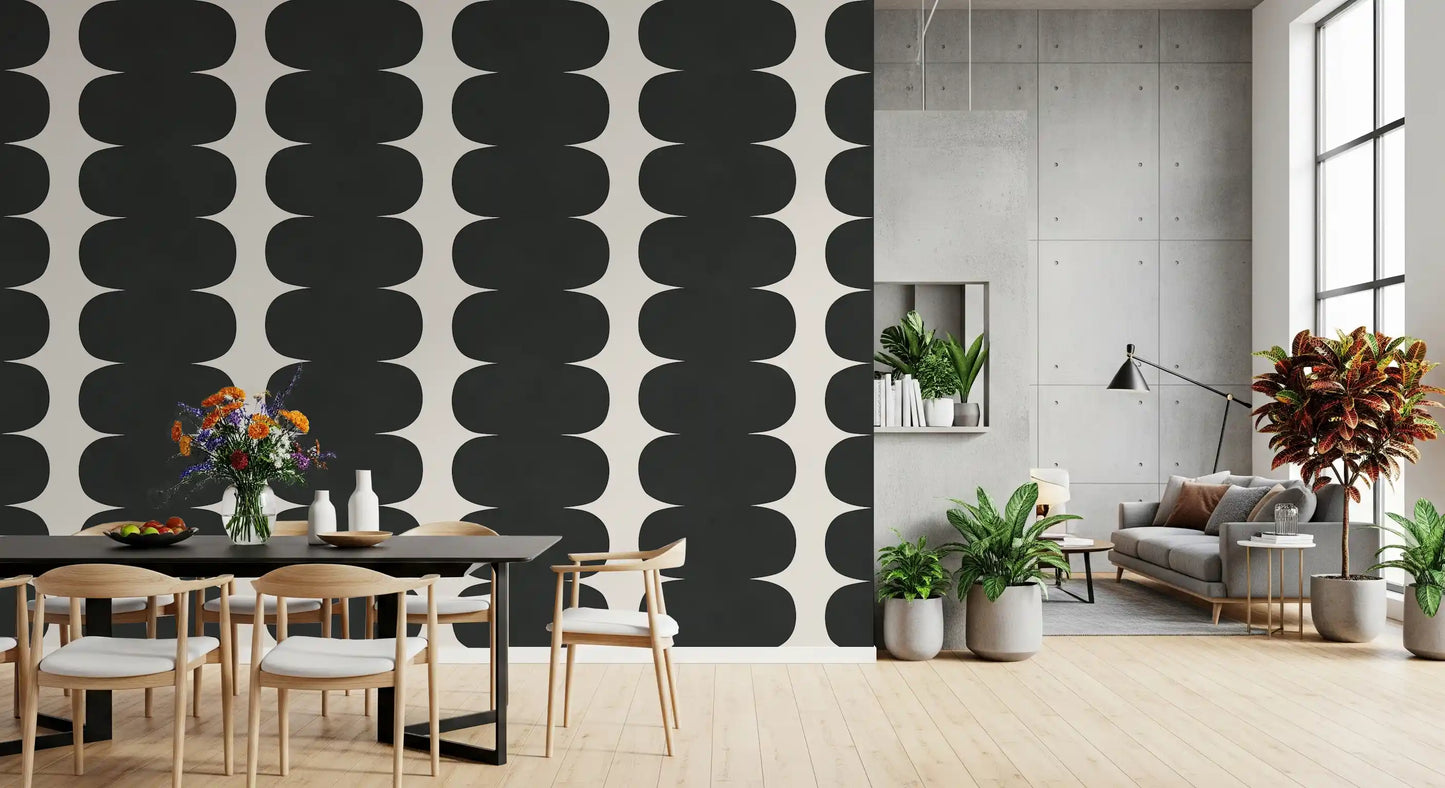 Minimalist Grey Wavy Columns Wall Mural