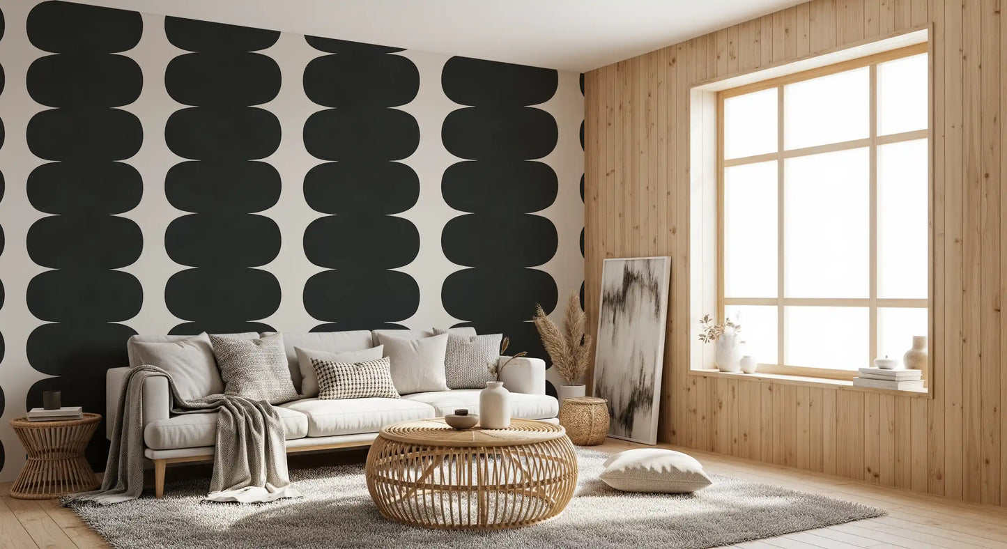 Minimalist Grey Wavy Columns Wall Mural