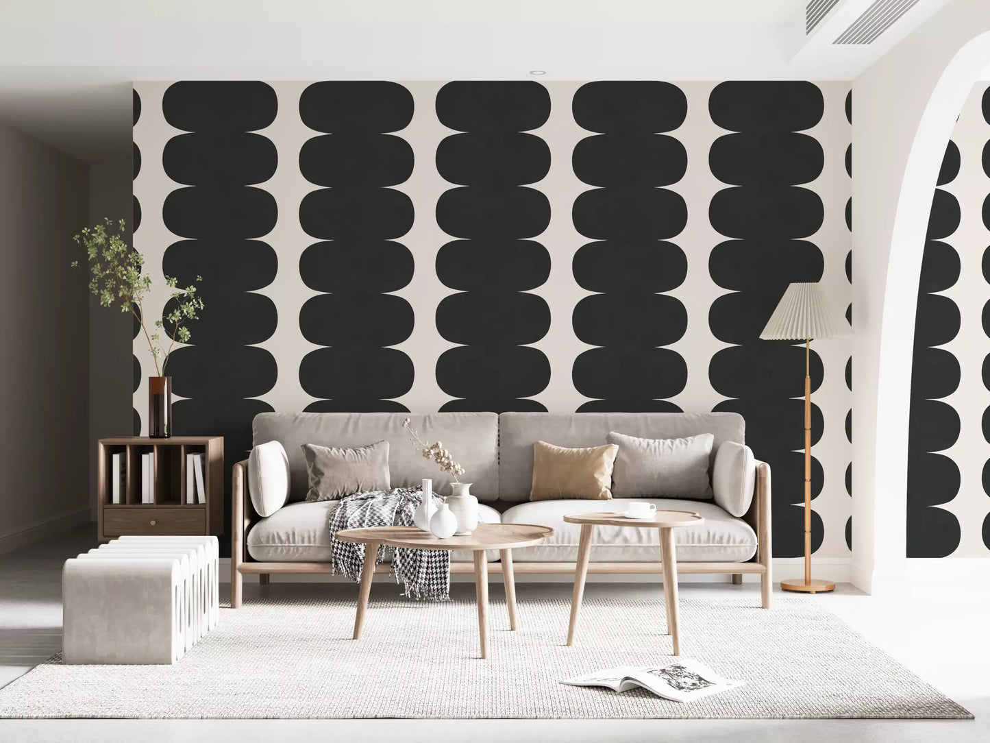 Minimalist Grey Wavy Columns Wall Mural