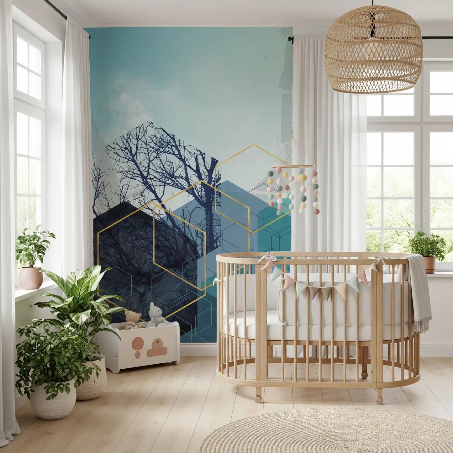 Gilded Forest Geometry Wall Mural