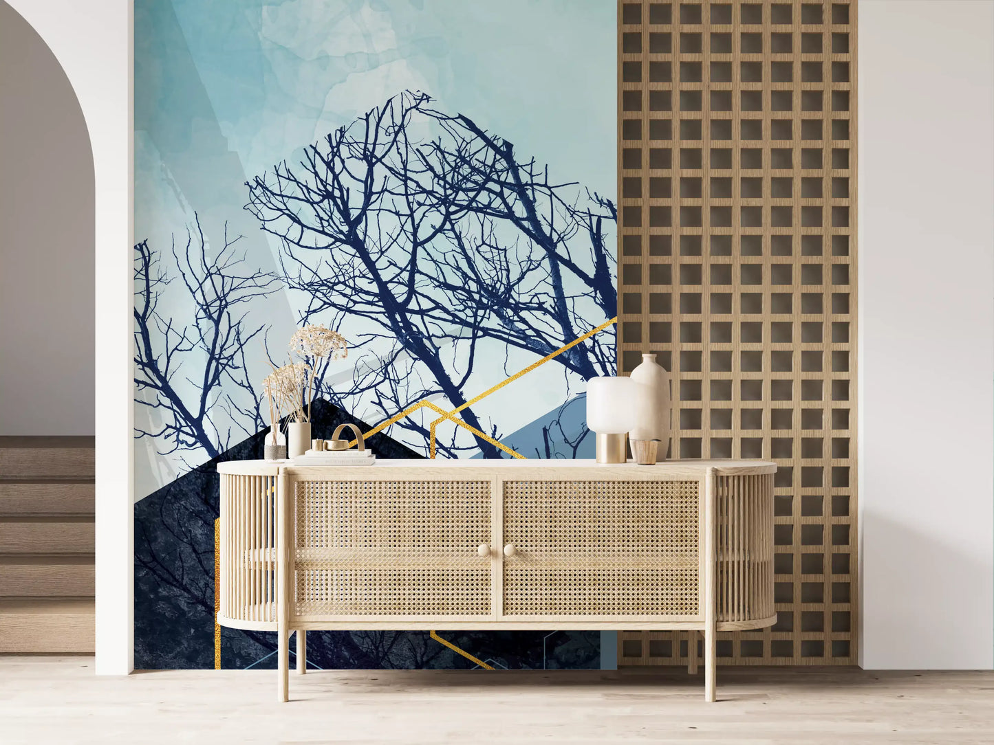 Gilded Forest Geometry Wall Mural