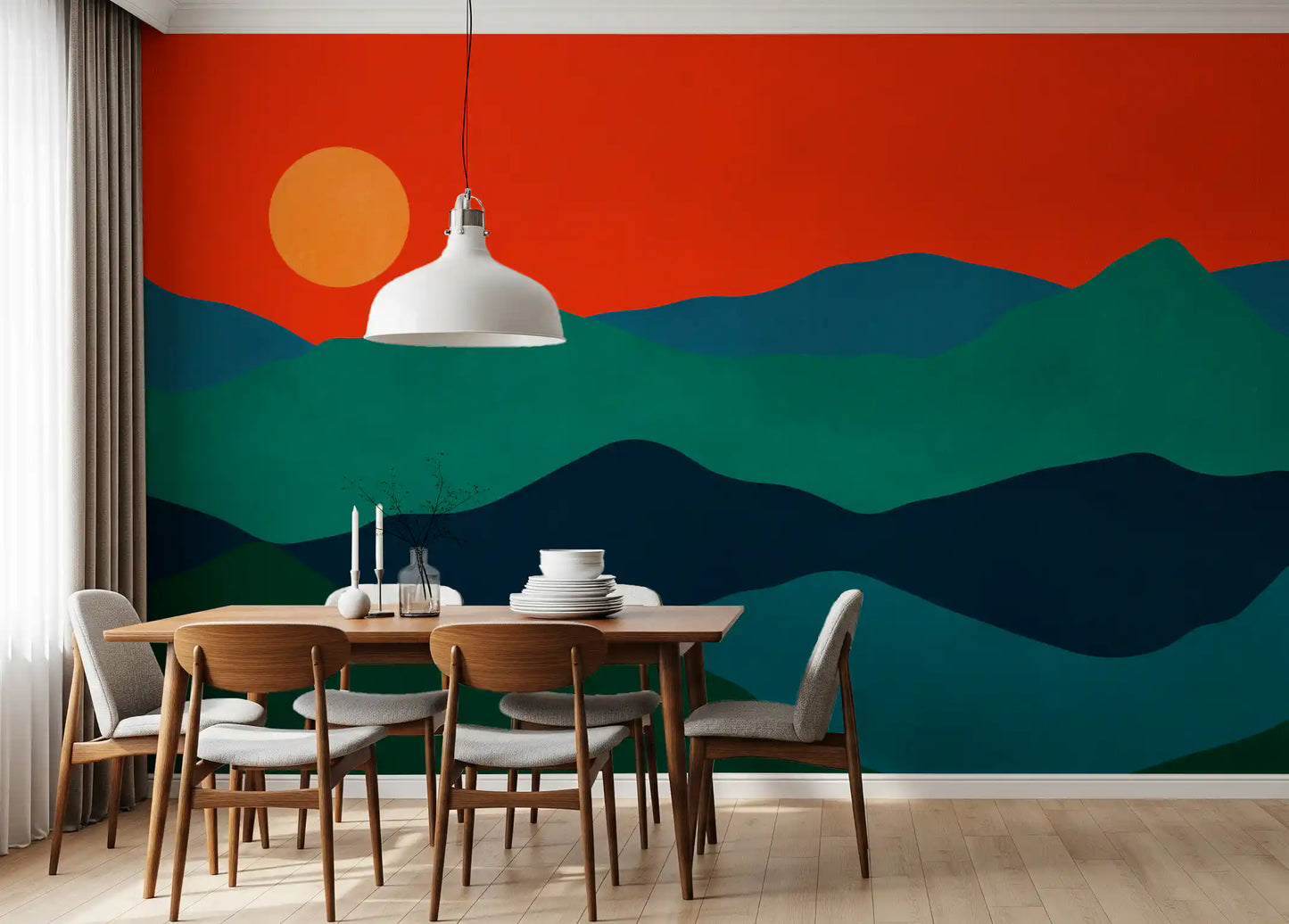 Mid-Century Mountain Glow Wall Mural