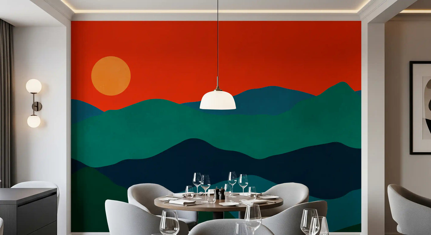 Mid-Century Mountain Glow Wall Mural