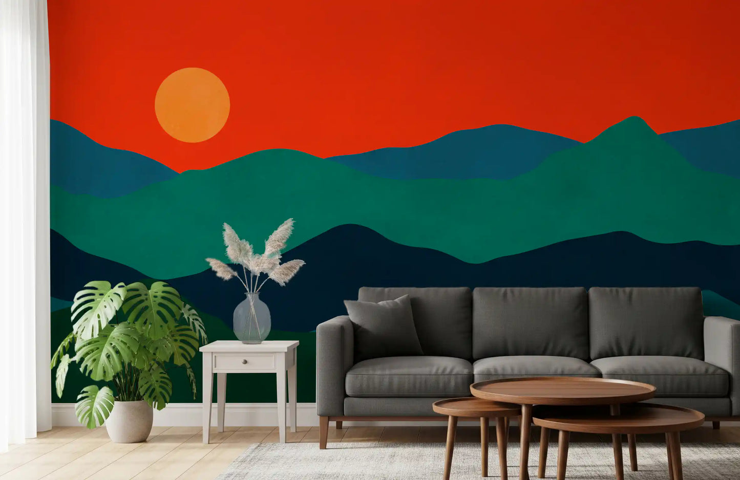 Mid-Century Mountain Glow Wall Mural