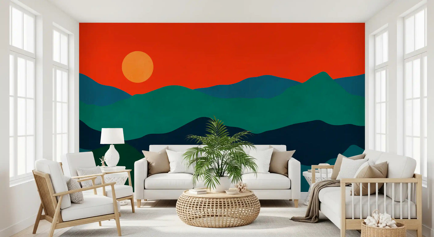 Mid-Century Mountain Glow Wall Mural