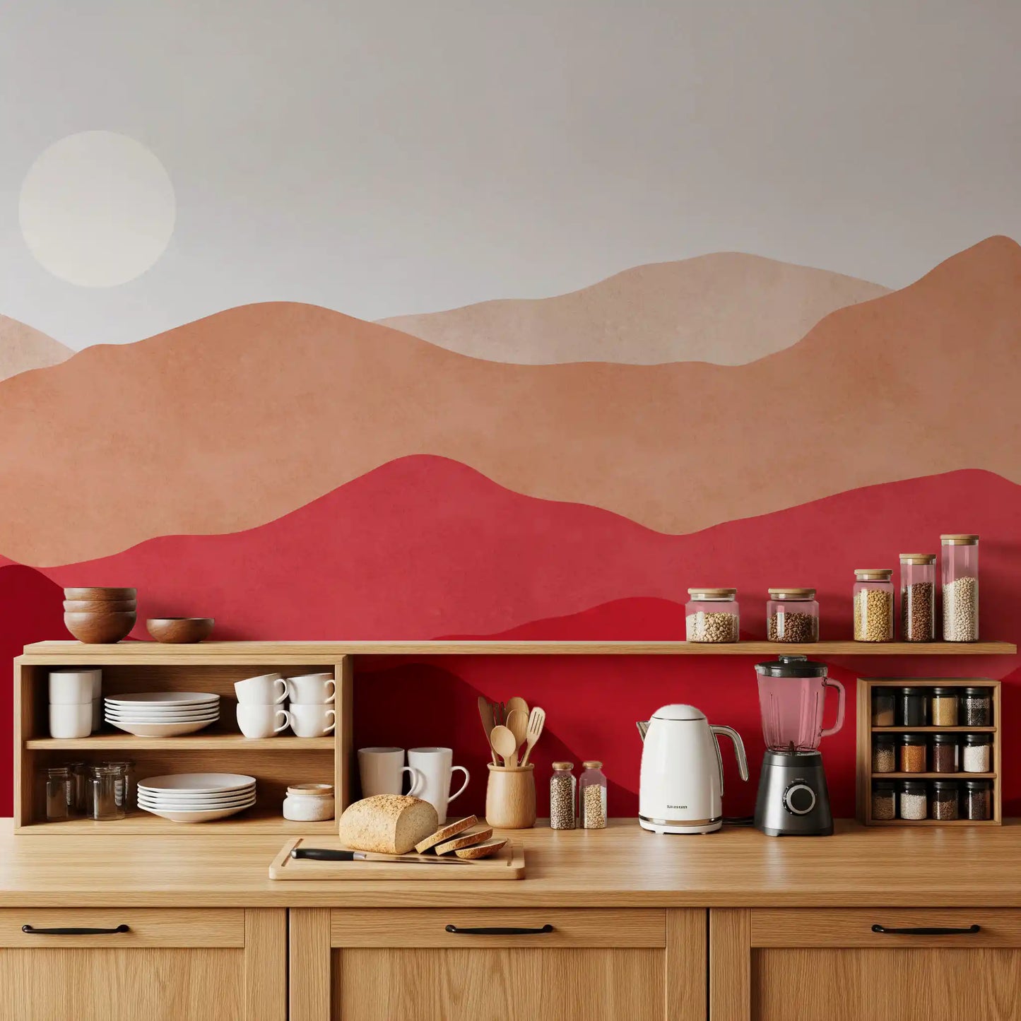Crimson Horizon Vista Wall Mural