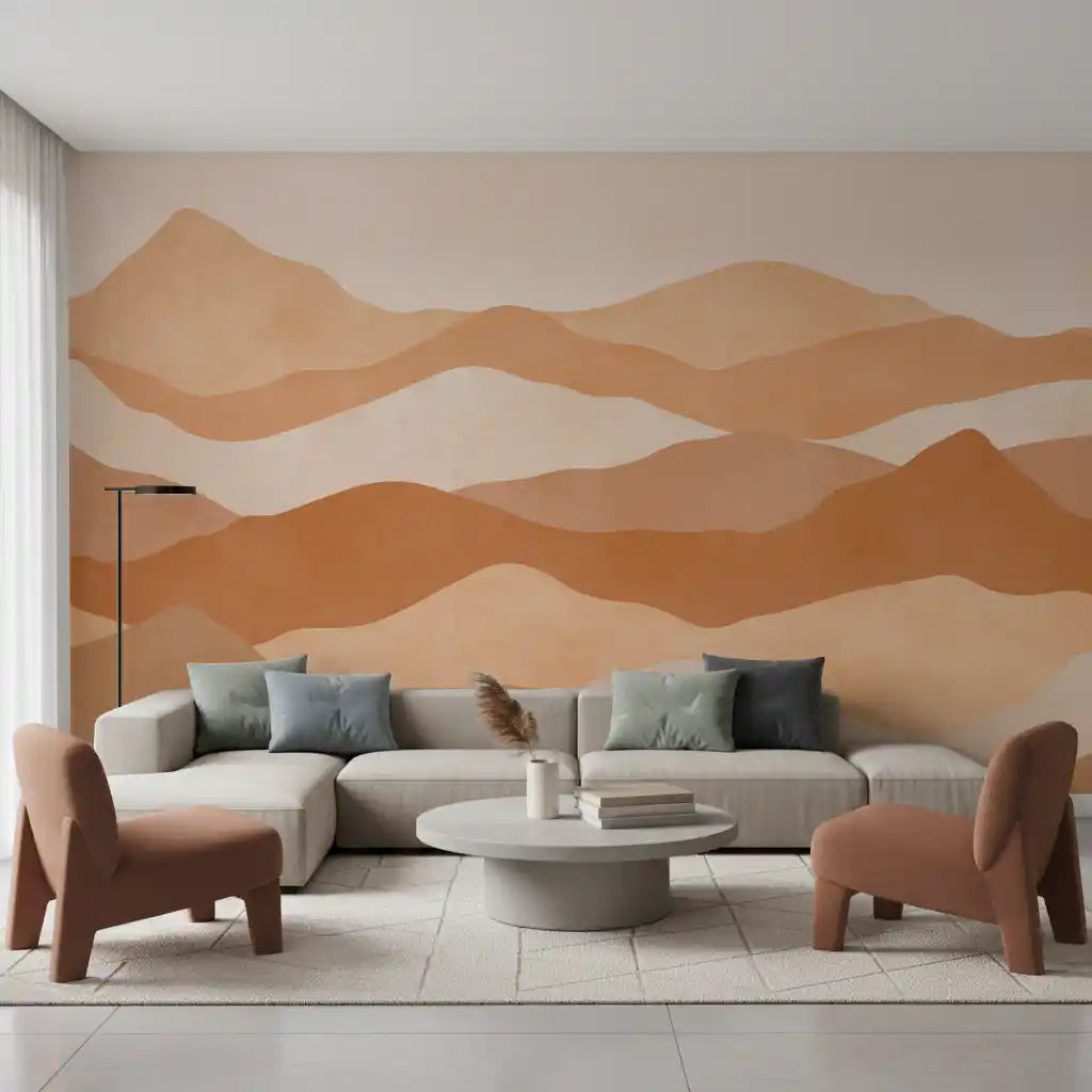 Warm Terracotta Hills Wall Mural