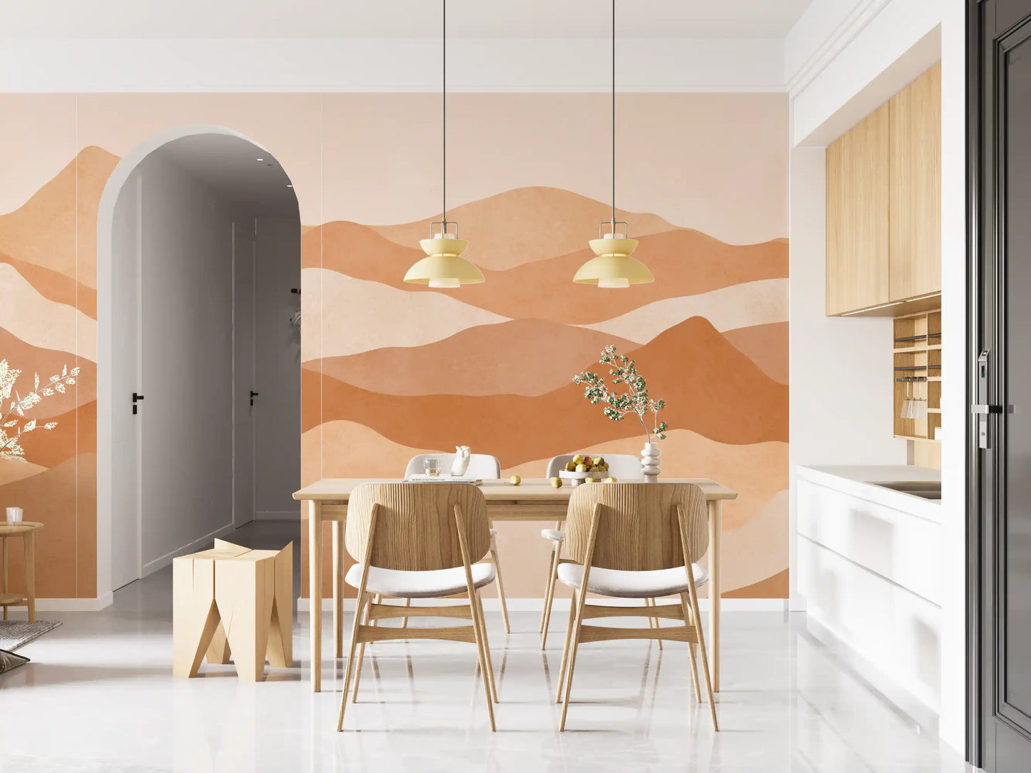 Warm Terracotta Hills Wall Mural