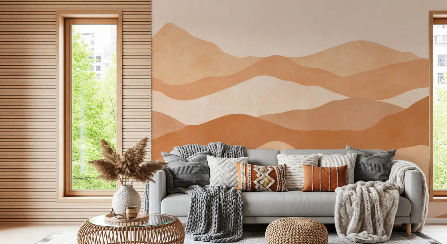Warm Terracotta Hills Wall Mural