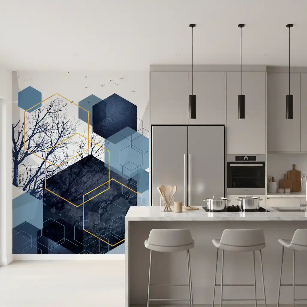 Azure Geometry Wall Mural