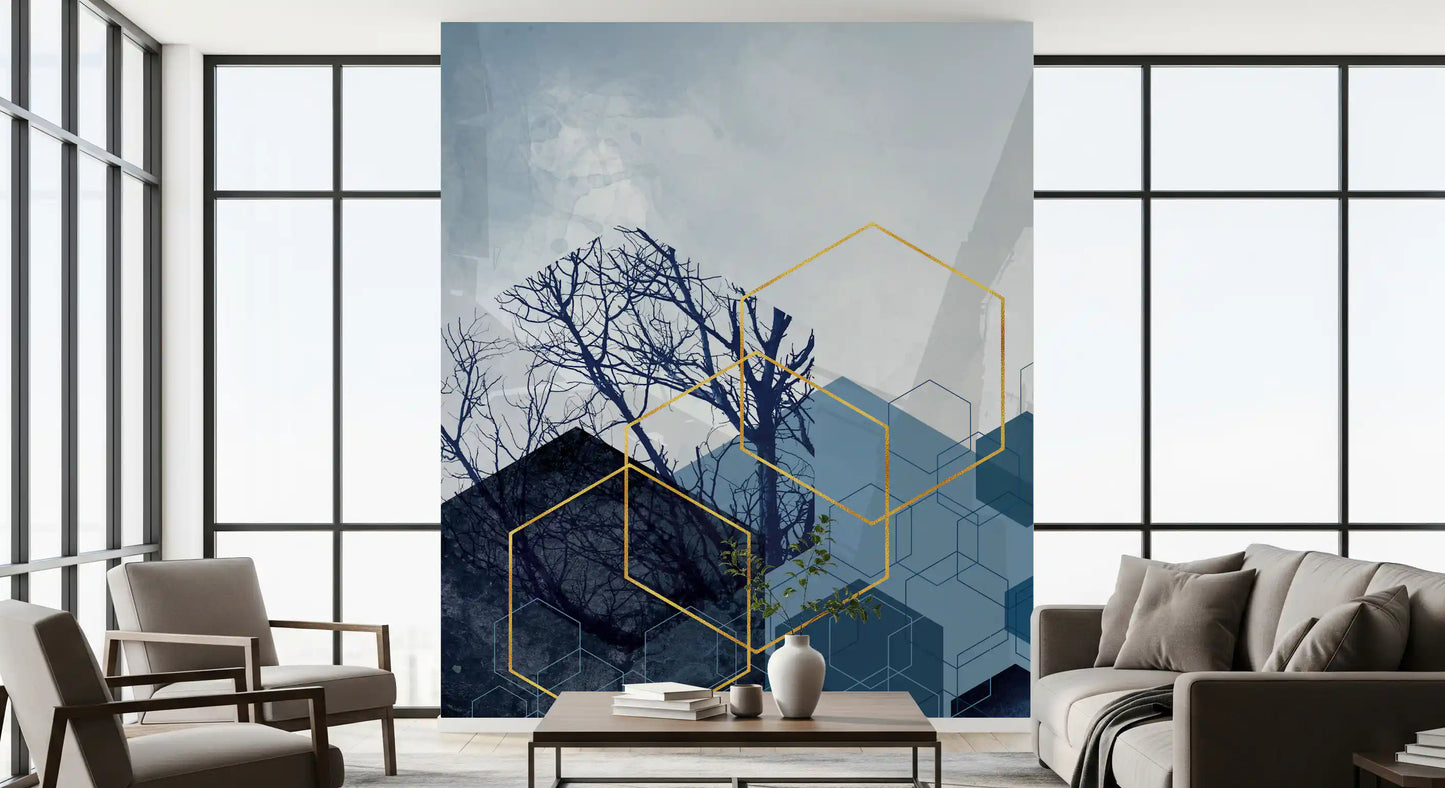Geometric Forest Glimmer 2 Wall Mural