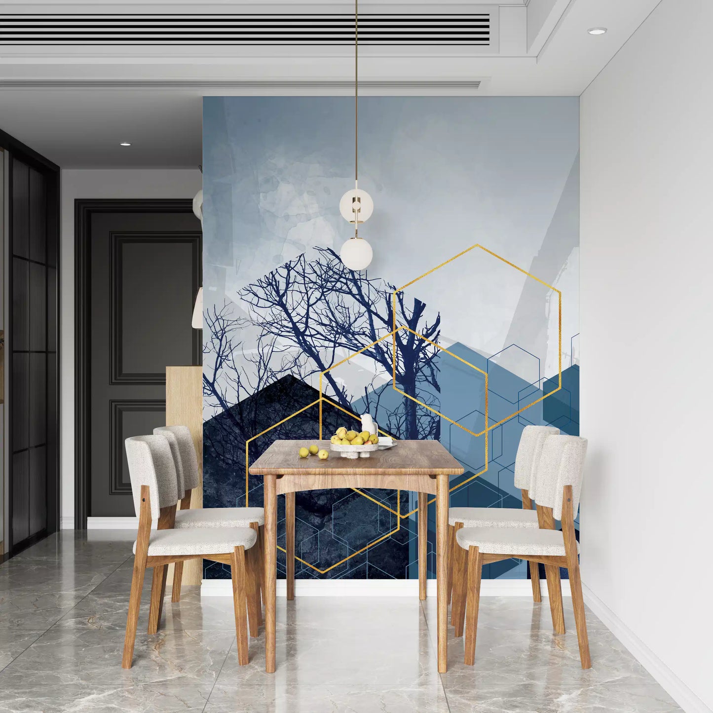 Geometric Forest Glimmer 2 Wall Mural