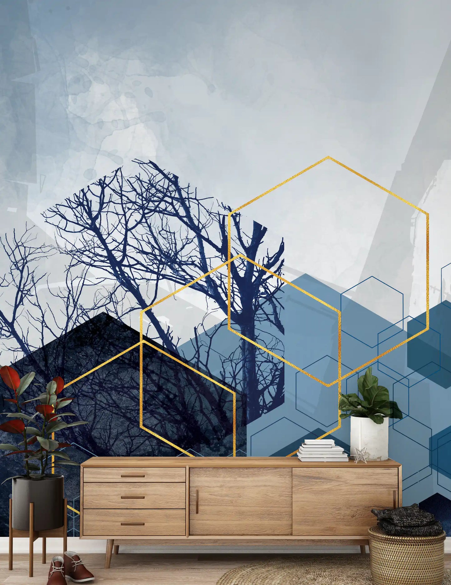 Geometric Forest Glimmer 2 Wall Mural
