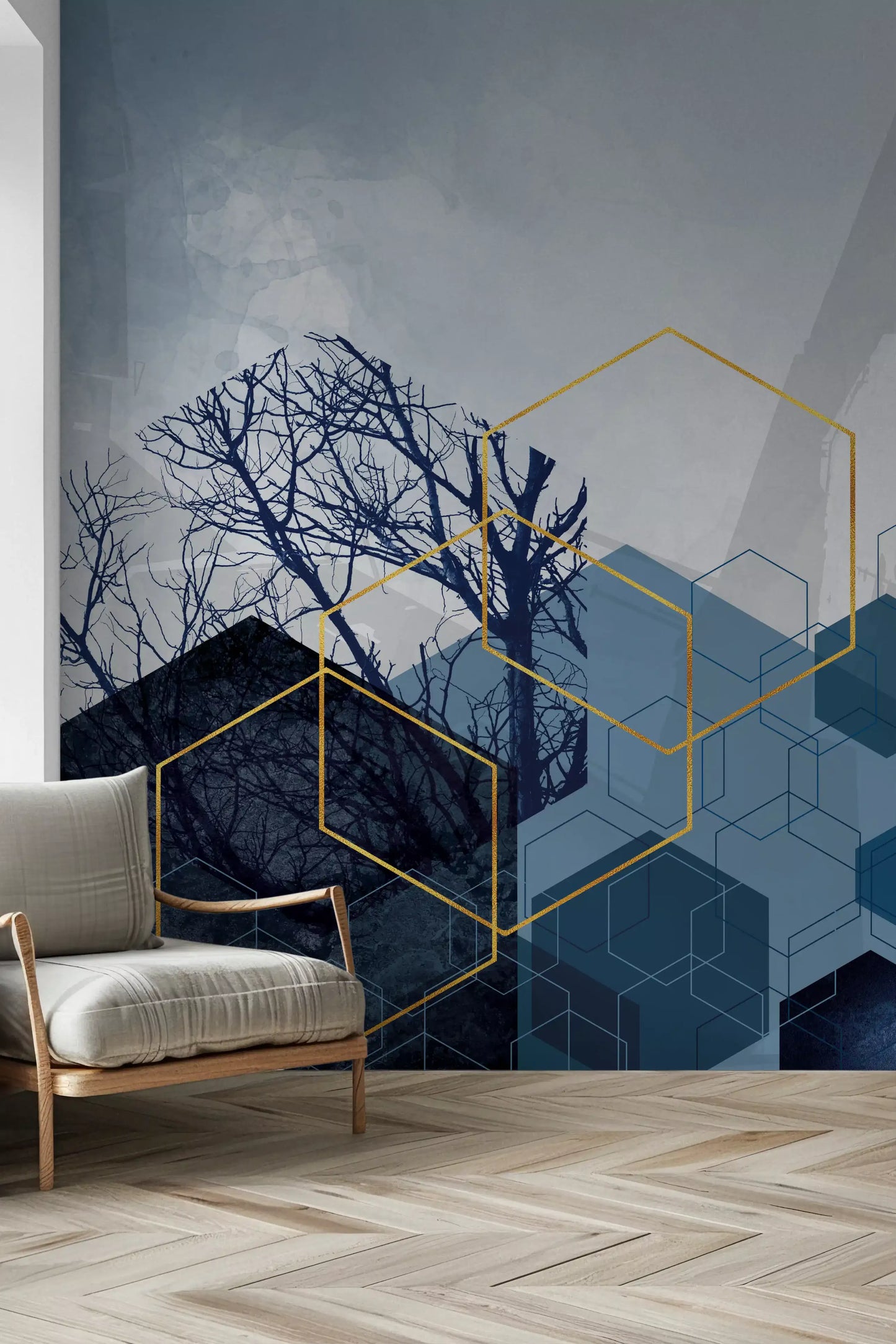 Geometric Forest Glimmer 2 Wall Mural