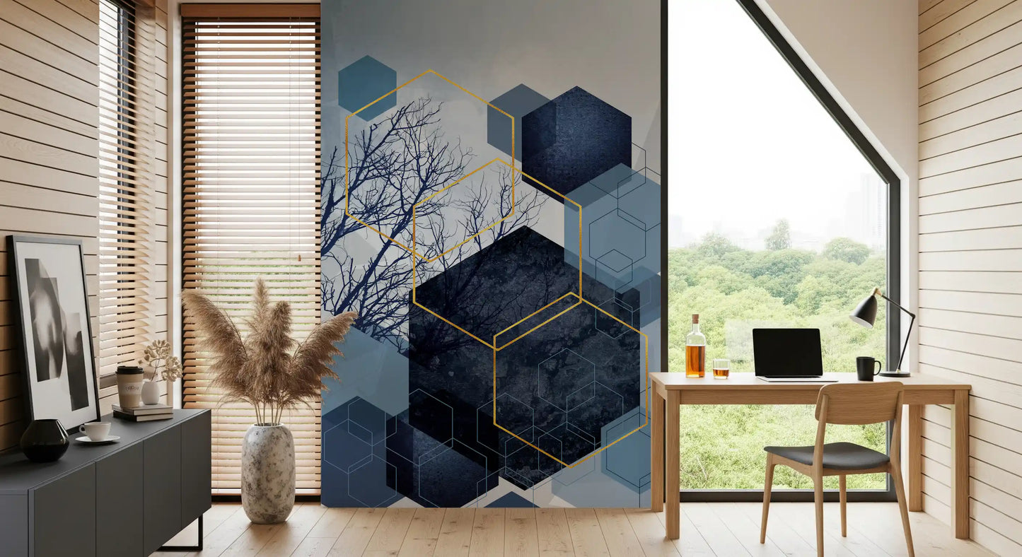 Geometric Forest Glimmer Wall Mural